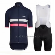 2018 Fahrradbekleidung Ralph Blau Tief und Rosa Trikot Kurzarm und Tragerhose