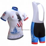 2018 Fahrradbekleidung USA Wei Trikot Kurzarm und Tragerhose