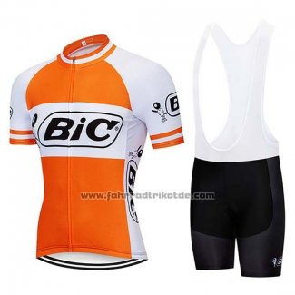 2019 Fahrradbekleidung Bic Wei Orange Trikot Kurzarm und Tragerhose