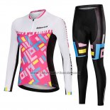 2019 Fahrradbekleidung Frau Mieyco Wei Rosa Trikot Langarm und Tragerhose