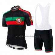 2019 Fahrradbekleidung Portugal Shwarz Grun Rot Trikot Kurzarm und Tragerhose