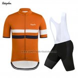 2019 Fahrradbekleidung Rapha Orange Wei Trikot Kurzarm und Tragerhose
