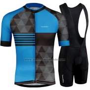 2019 Fahrradbekleidung Runchita Blau Shwarz Trikot Kurzarm und Tragerhose