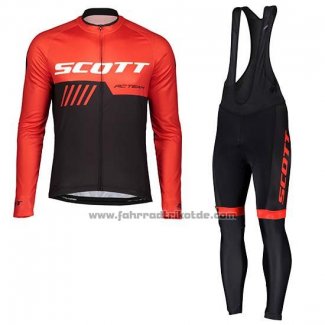 2019 Fahrradbekleidung Scott Shwarz Rot Trikot Langarm und Tragerhose