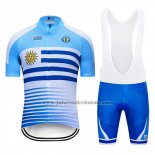 2019 Fahrradbekleidung Uruguay Blau Wei Trikot Kurzarm und Tragerhose