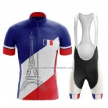2020 Fahrradbekleidung Champion Frankreich Blau Wei Rot Trikot Kurzarm und Tragerhose(1)
