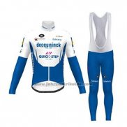 2020 Fahrradbekleidung Deceuninck Quick Step Wei Blau Trikot Langarm und Tragerhose