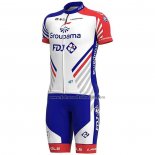 2020 Fahrradbekleidung Groupama-FDJ Rot Blau Trikot Kurzarm und Tragerhose