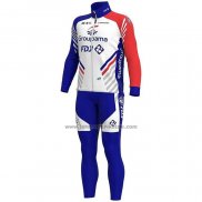 2020 Fahrradbekleidung Groupama-FDJ Wei Tief Blau Rot Trikot Langarm und Tragerhose