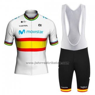 2020 Fahrradbekleidung Movistar Champion Spanien Trikot Kurzarm und Tragerhose