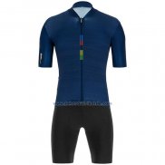 2020 Fahrradbekleidung UCI Tief Blau Trikot Kurzarm und Tragerhose