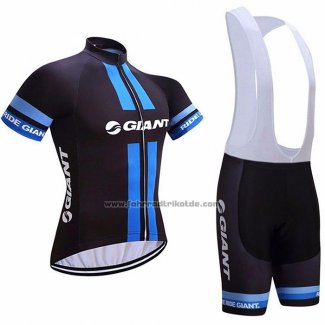 2021 Fahrradbekleidung Giant Alpecin Shwarz Blau Trikot Kurzarm und Tragerhose