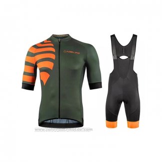 2021 Fahrradbekleidung Nalini Grun Orange Trikot Kurzarm und Tragerhose