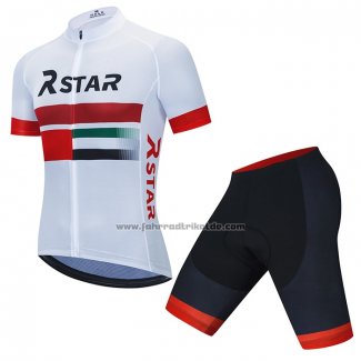 2021 Fahrradbekleidung R Star Wei Rot Trikot Kurzarm und Tragerhose