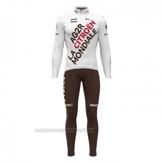 2022 Fahrradbekleidung Ag2r La Mondiale Wei Trikot Langarm und Tragerhose