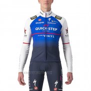 2022 Fahrradbekleidung Deceuninck Quick Step Blau Wei Trikot Langarm und Tragerhose