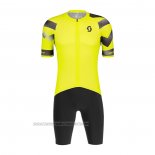 2022 Fahrradbekleidung Scott Gelb Trikot Kurzarm und Tragerhose(1)