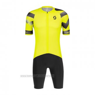 2022 Fahrradbekleidung Scott Gelb Trikot Kurzarm und Tragerhose(1)