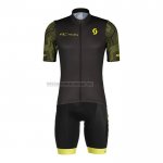 2022 Fahrradbekleidung Scott Wei Gelb Trikot Kurzarm und Tragerhose