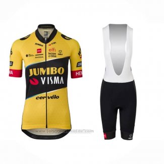 2023 Fahrradbekleidung Jumbo Visma Gelb Shwarz Trikot Kurzarm Und Tragerhose