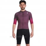 2023 Fahrradbekleidung Sportful Tief Volett Trikot Kurzarm und Tragerhose