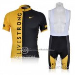 2009 Fahrradbekleidung Livestrong Shwarz und Gelb Trikot Kurzarm und Tragerhose