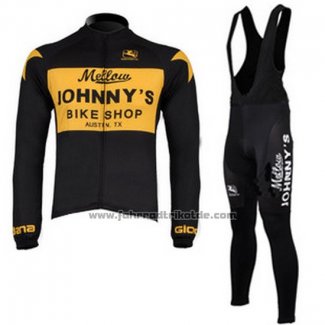 2010 Fahrradbekleidung Johnnys Shwarz und Gelb Trikot Langarm und Tragerhose