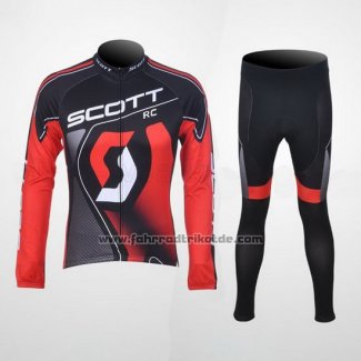 2012 Fahrradbekleidung Scott Shwarz und Rot Trikot Langarm und Tragerhose