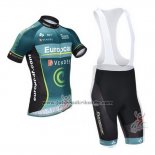 2013 Fahrradbekleidung Europcar Shwarz und Blau Trikot Kurzarm und Tragerhose