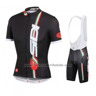 2014 Fahrradbekleidung Castelli SIDI Rot und Shwarz Trikot Kurzarm und Tragerhose