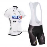 2014 Fahrradbekleidung FDJ Lider Wei Trikot Kurzarm und Tragerhose