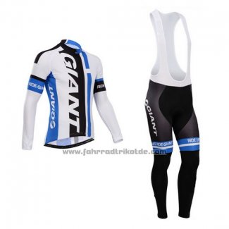 2014 Fahrradbekleidung Giant Wei und Azurblau Trikot Langarm und Tragerhose