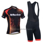 2014 Fahrradbekleidung Monton Rot und Orange Trikot Kurzarm und Tragerhose