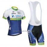 2014 Fahrradbekleidung Orica GreenEDGE Wei und Blau Trikot Kurzarm und Tragerhose