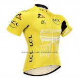 2015 Fahrradbekleidung Tour de France Gelb Trikot Kurzarm und Tragerhose