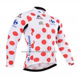 2015 Fahrradbekleidung Tour de France Wei und Rot Trikot Langarm und Tragerhose
