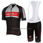 2016 Fahrradbekleidung Castelli Grau und Shwarz Trikot Kurzarm und Tragerhose
