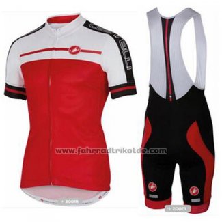 2016 Fahrradbekleidung Castelli Rot Wei Trikot Kurzarm und Tragerhose