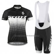 2016 Fahrradbekleidung Frau Scott Shwarz und Wei Trikot Kurzarm und Tragerhose