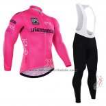 2016 Fahrradbekleidung Giro d'Italia Rosa und Wei Trikot Langarm und Tragerhose