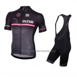 2016 Fahrradbekleidung Giro d'Italia Shwarz und Rot Trikot Kurzarm und Tragerhose
