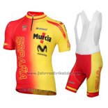 2016 Fahrradbekleidung Spanien Gelb und Rot Trikot Kurzarm und Tragerhose