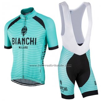 2017 Fahrradbekleidung Bianchi Milano Meja Grun Trikot Kurzarm und Tragerhose