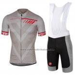 2017 Fahrradbekleidung Castelli Silber Trikot Kurzarm und Tragerhose