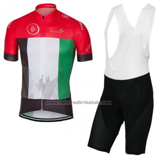 2017 Fahrradbekleidung Dubai Tour Rot Trikot Kurzarm und Tragerhose