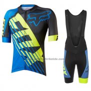 2017 Fahrradbekleidung Fox Le Savant Blau Trikot Kurzarm und Tragerhose