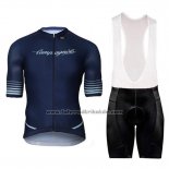 2018 Fahrradbekleidung Campagnolo Platino Dunkel Blau Trikot Kurzarm und Tragerhose