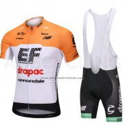 2018 Fahrradbekleidung Cannondale Drapac Wei und Orange Trikot Kurzarm und Tragerhose