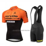 2018 Fahrradbekleidung Cervelo Orange und Shwarz Trikot Kurzarm und Tragerhose