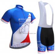 2018 Fahrradbekleidung Frankreich Trikot Kurzarm und Tragerhose